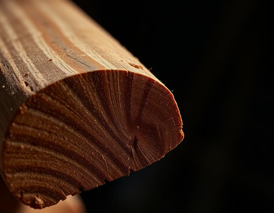 Raw white oak lumber end grain