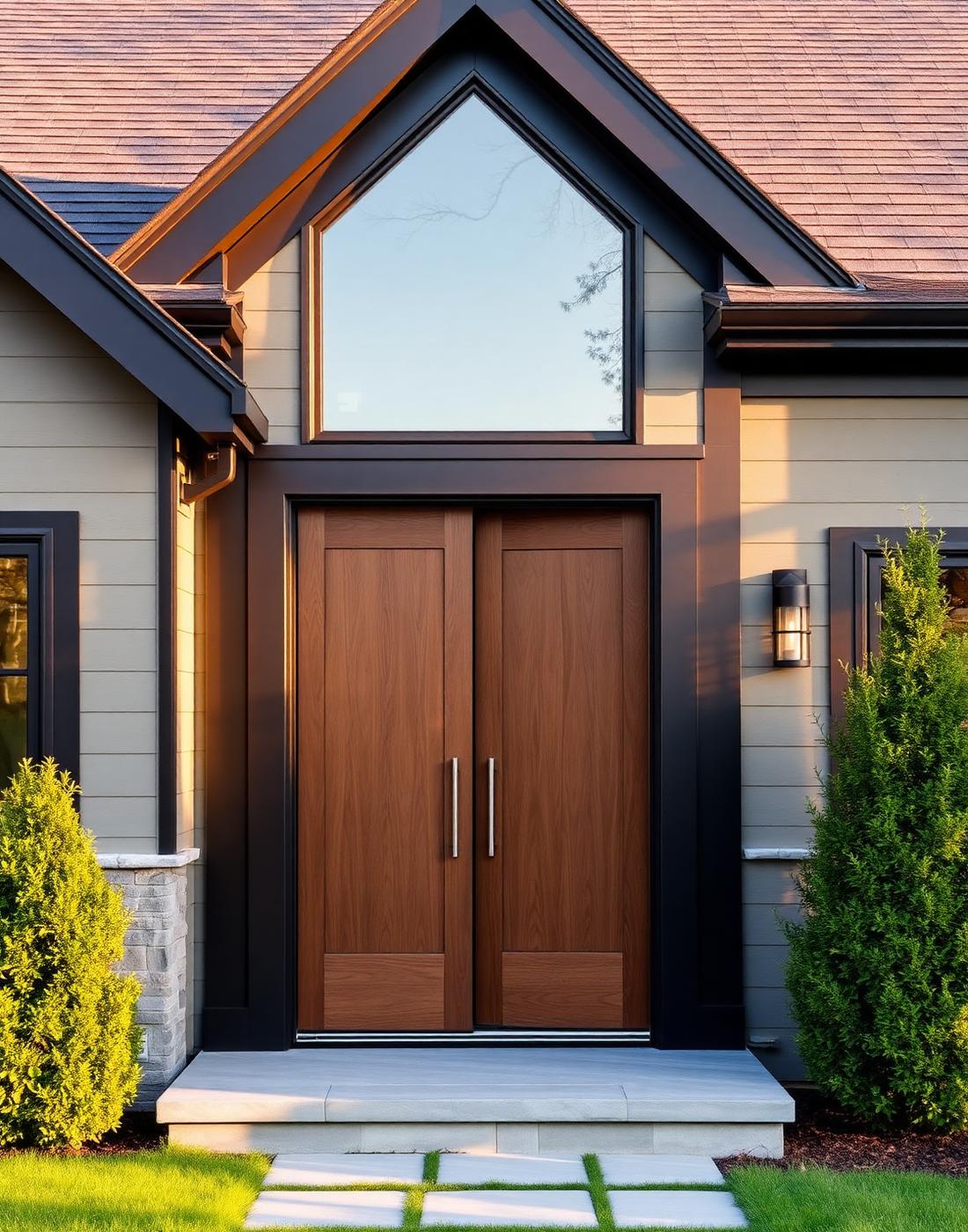 Custom walnut pivot front door
