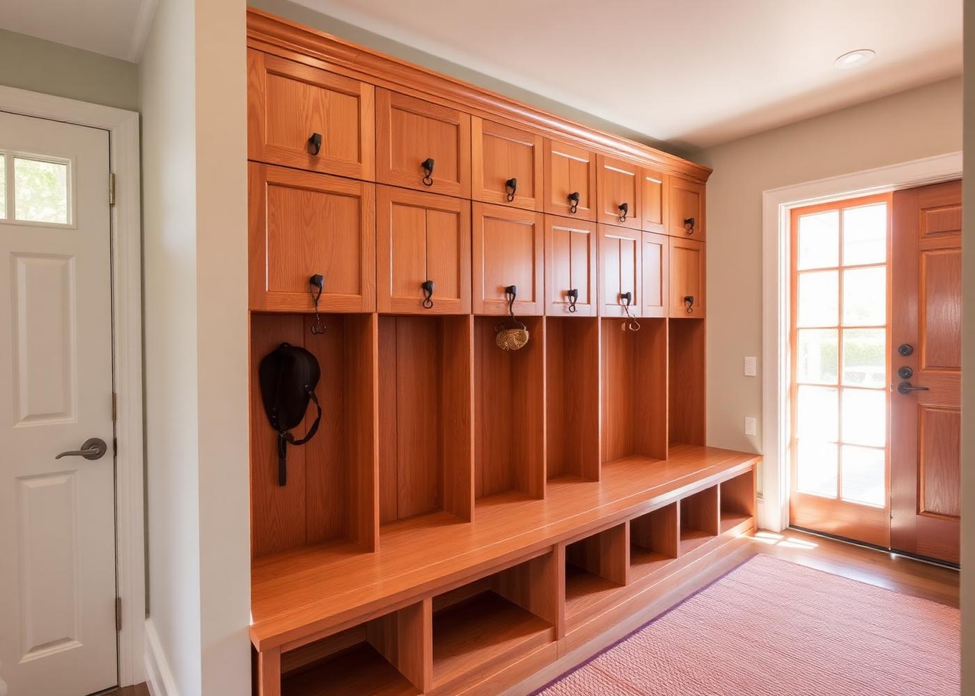 Red oak mudroom lockers